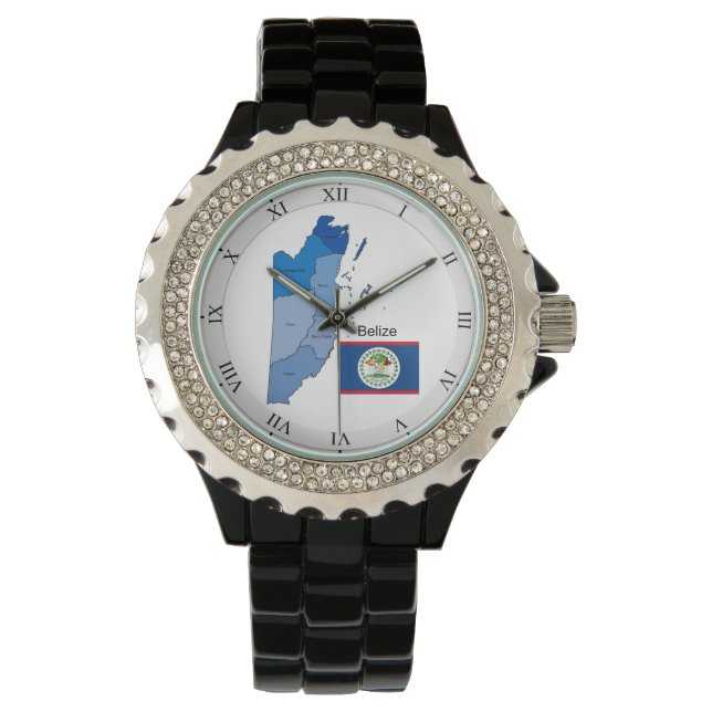 Montre Drapeau et carte du Belize (devant)