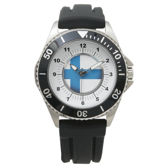 Montre Drapeau finlandais pour hommes bracelet en caoutch (devant)