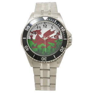 Montre Drapeau grunge noir du Pays de Galles