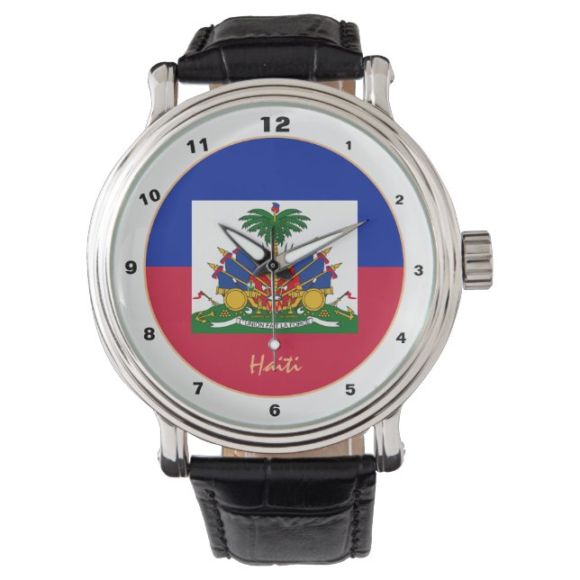 Montre Drapeau haïtien & Haïti tendance mode / design mon (devant)