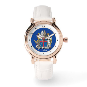 Montre Drapeau islandais et mode de conception d'emblème 