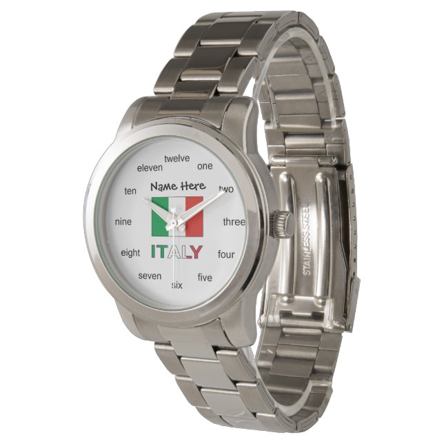 Montre Drapeau italien avec votre nom (Incliné)