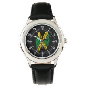 Montre Drapeau jamaïcain d'empreinte digitale de contact