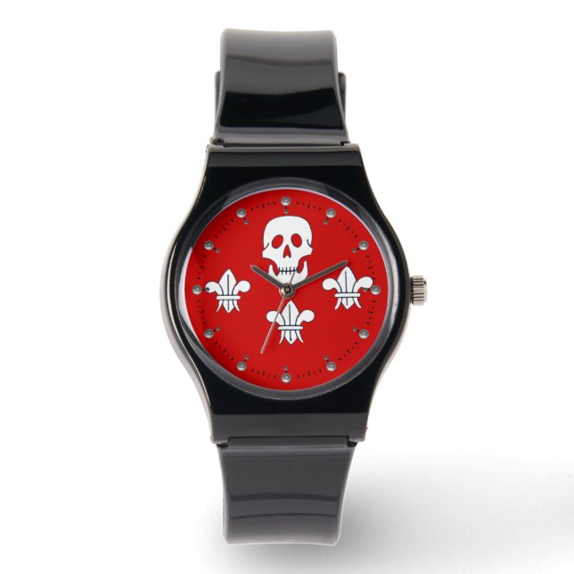 Montre DRAPEAU jolly roger ET TROIS LIEUX, Rouge (Recto)
