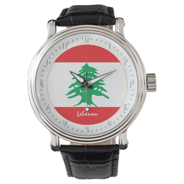 Montre Drapeau libanais & mode libanaise, arabe Non /desi (devant)