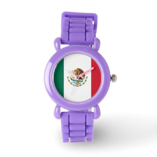 Montre Drapeau mexicain féminin (Parties scintillant roug