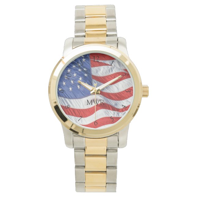 Montre Drapeau Patriotique Agitant Américain Monogramme C (devant)
