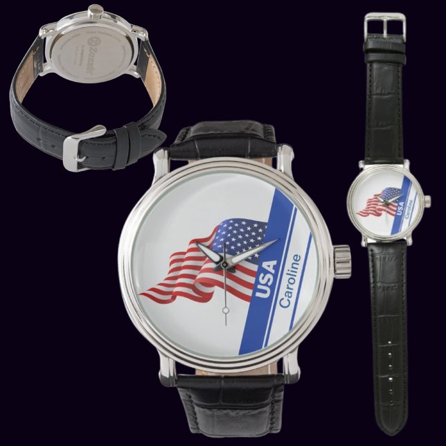 Montre Drapeau patriotique américain personnalisé (Créateur téléchargé)