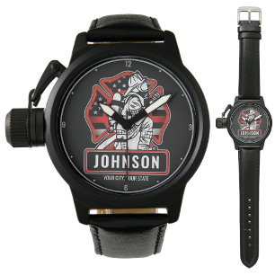 Montre Drapeau patriotique personnalisé de pompier