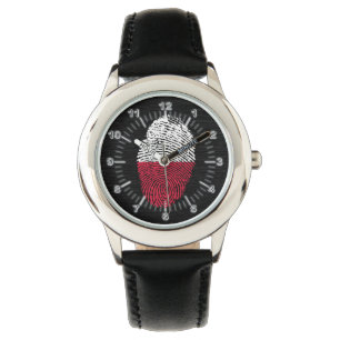 Montre Drapeau polonais d'empreinte digitale de contact