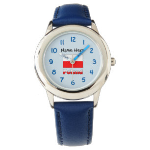 Montre Drapeau Polonais Pologne Personnalisation Noir 