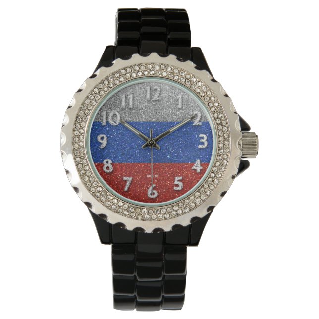 Montre Drapeau russe de la mode de la Parties scintillant (devant)