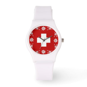 Montre Drapeau suisse et edelweiss