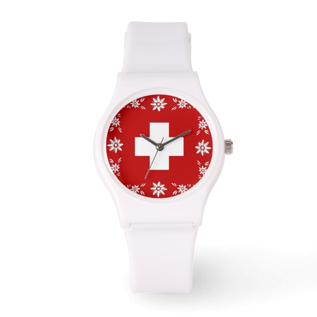 Montre Drapeau suisse et edelweiss (Recto)