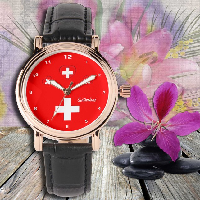 Montre Drapeau Suisse & mode Suisse, Coeur / patriotes (Créateur téléchargé)