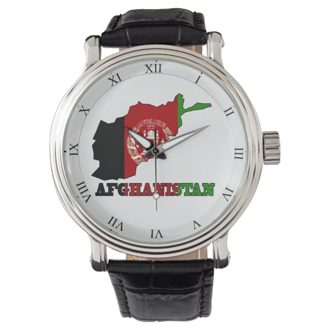 Montre Drapeau sur la carte d'Afghanistan (devant)