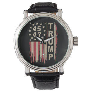 Montre Drapeau Trump 45 47 Vintage Rétro Amérique USA