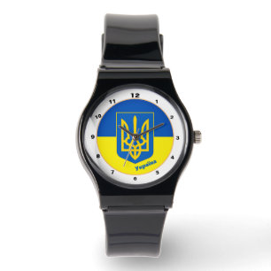 Montre Drapeau ukrainien & mode Ukraine / Tryzub Watch