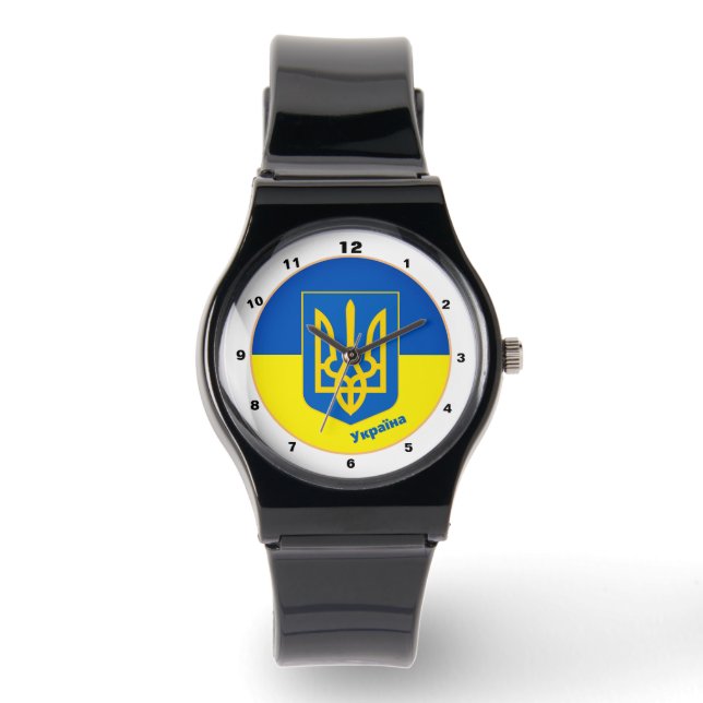 Montre Drapeau ukrainien & mode Ukraine / Tryzub Watch (Recto)