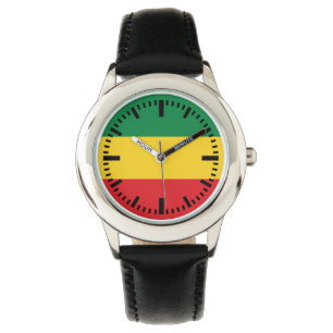 Montre Drapeau vert, or (jaune) et rouge