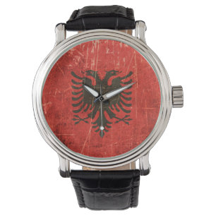 Montre Drapeau Vintage albanais griffé et usé