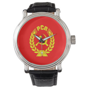 Montre drapeau vintage roumain de parti communiste vieux