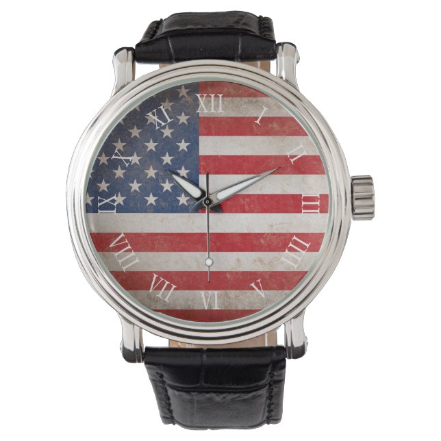 Montre Drapeau vintage rustique américain (devant)