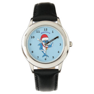 Montre Drôle dessin animé de requin de Noël