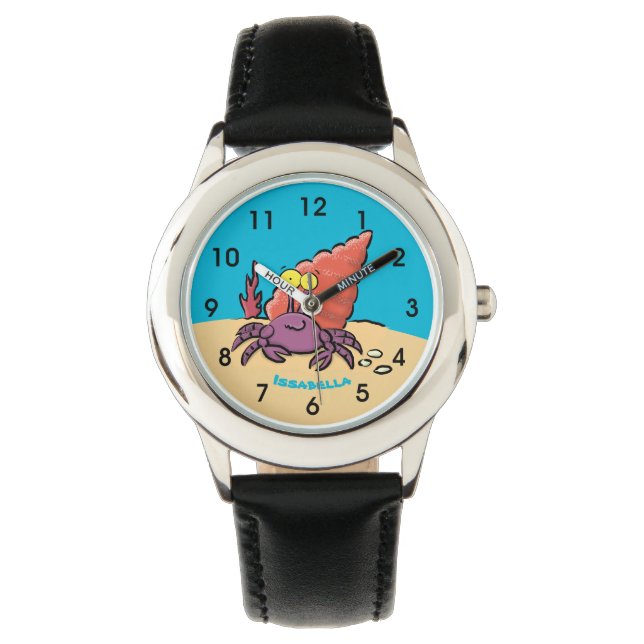Montre Drôle mignon caricature pourpre crabe ermite (devant)