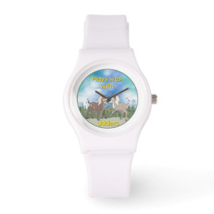 Montre Drôle mignon jouer des chèvres