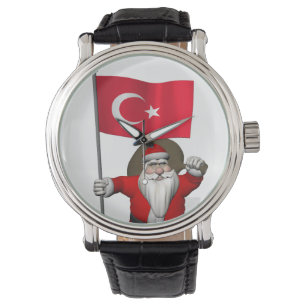 Montre Drôle Père Noël Avec Drapeau De Turquie