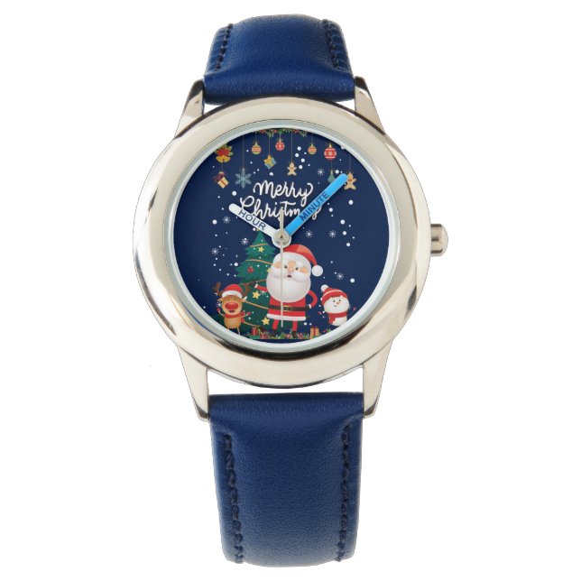 Montre Drôle Père Noël, Snowman, Reindeer Joyeux Noël (devant)