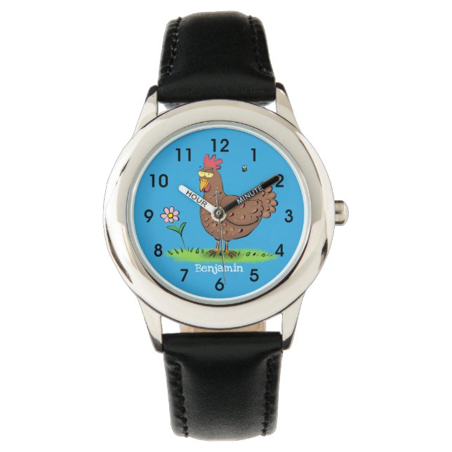 Montre Drôle poulet rustique whimsical dessin animé (devant)