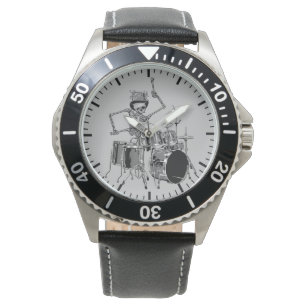 Montre Drôle Top Hat Skeleton Drummer Thème de musique