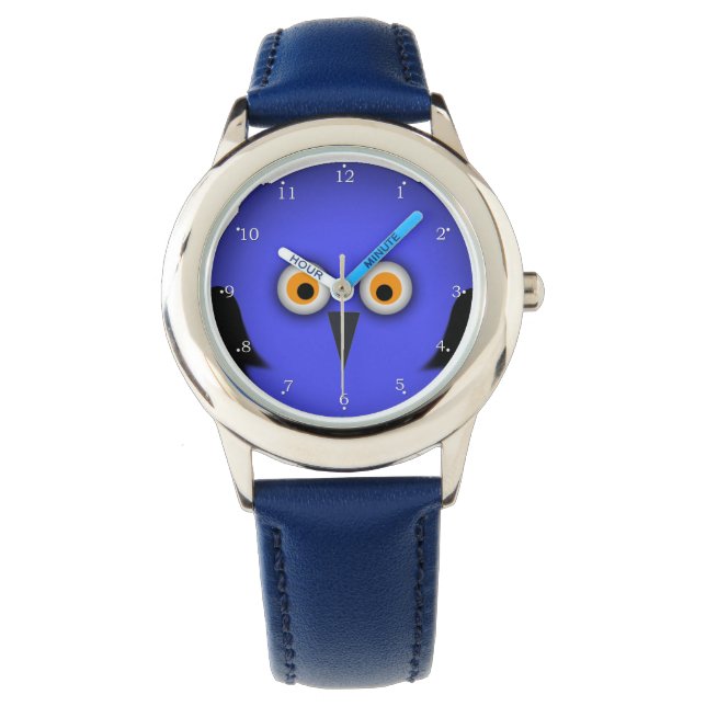 Montre Drôle visage de Chouette Bleue (devant)