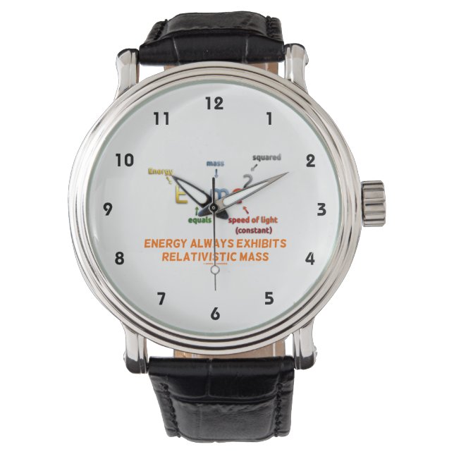 Montre E=mc^2 Énergie Existe toujours une masse relative (devant)