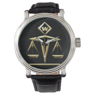 Montre Échelles de la justice - décorée d'un monogramm