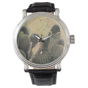 Montre Éclaboussure verte du cactus   de désert