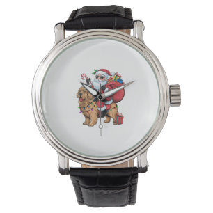 Montre Éclairage de Noël Père Noël équitation Golden Retr