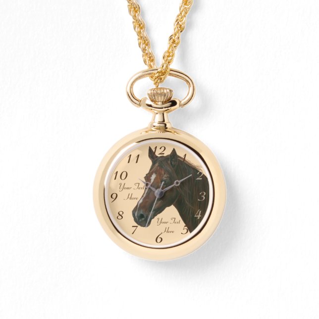 Montre Écorce portrait de cheval marron (Recto)