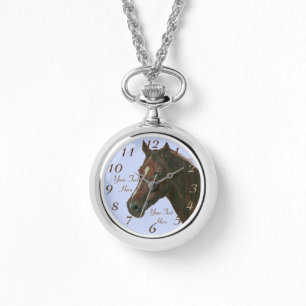 Montre Écorce portrait de cheval marron