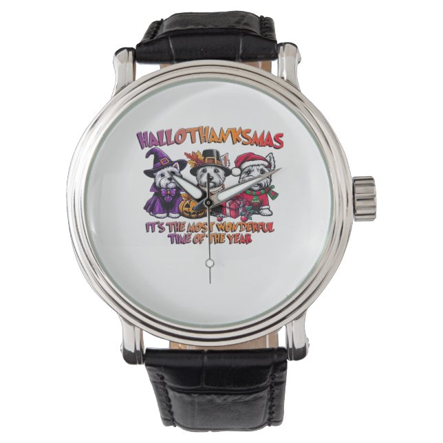 Montre Ecosse Terrier Halloween Thanksgiving Noël (devant)