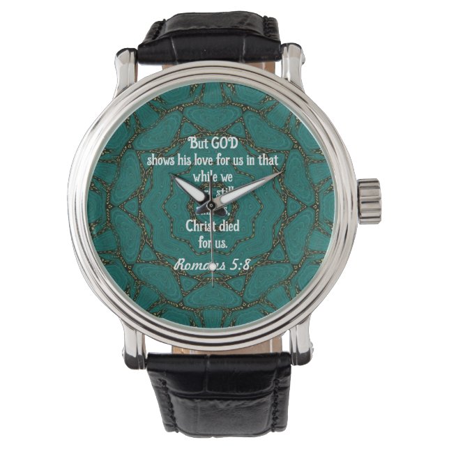 Montre Écriture d'amour de Dieu Citation Romains 5:8 (devant)