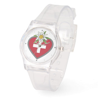 Montre Edelweiss Heart Swiss Flag Watch