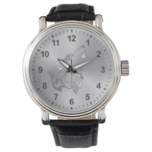 Montre Effet Embossé Tribal Wolf Numéros d'argent