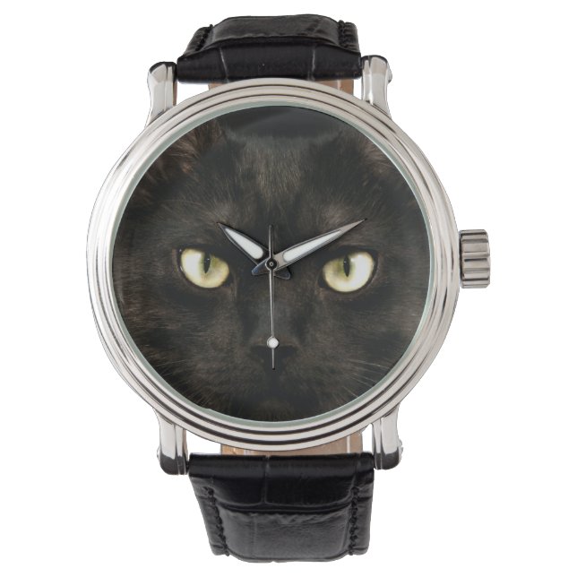 Montre Éffrayant visage de chat noir (devant)