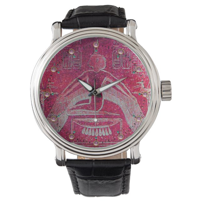 Montre EI, déesse égyptienne rose rouge antique (devant)