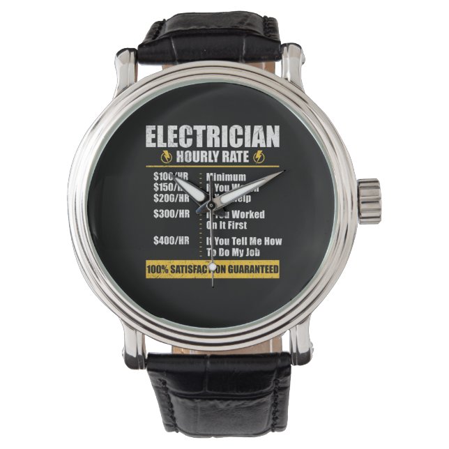 Montre Electrician Hourly Rate Funny Lineman Dad Retro (devant)