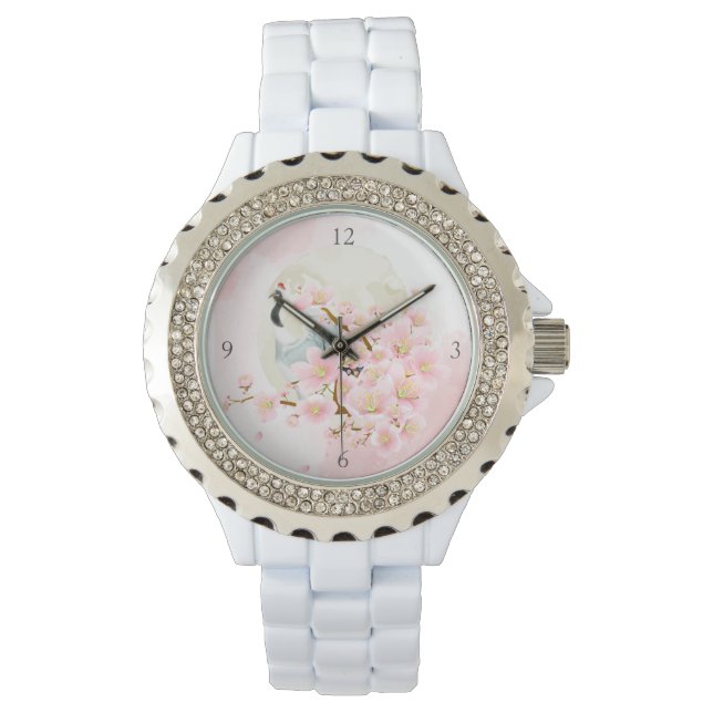 Montre électronique de la Chine de grue et de fleu (devant)