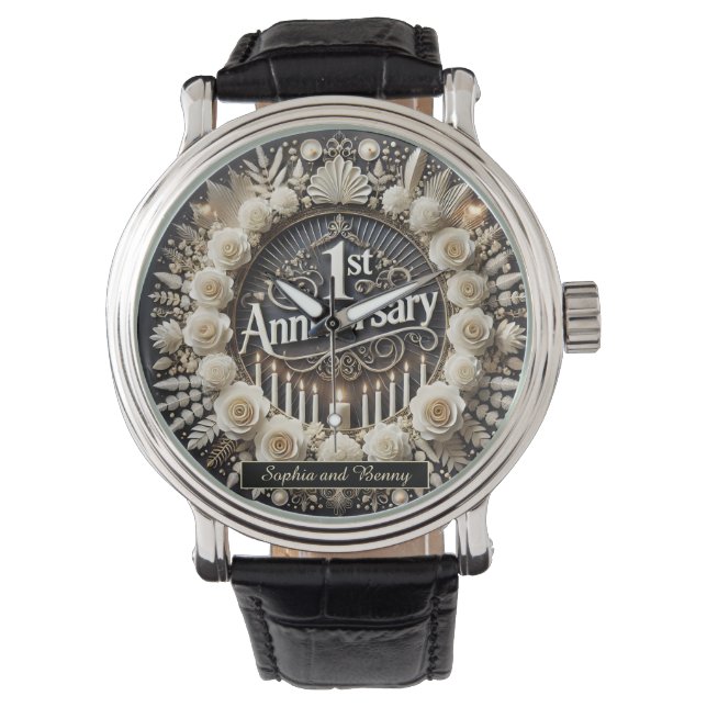 Montre Élégance circulaire pour lisses d'anniversaire (devant)
